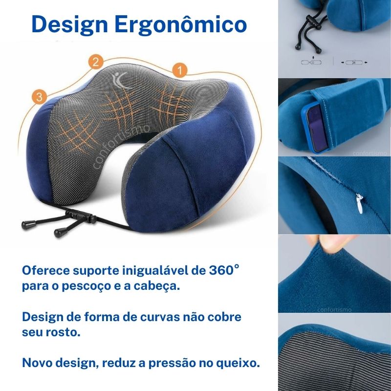 Travesseiro de viagem SleepComfort - Perfeito para viajar, dormir, relaxar em casa e no trabalho