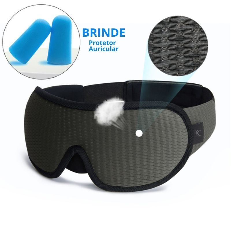 Máscara de dormir 3D com alça ajustável - SleepComfort super confortável para casa e viagem