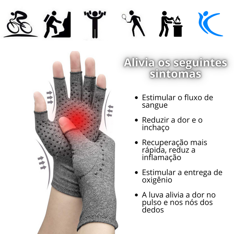 Luvas de compressão para Artrite e Artrose - alívio de dor nas mãos